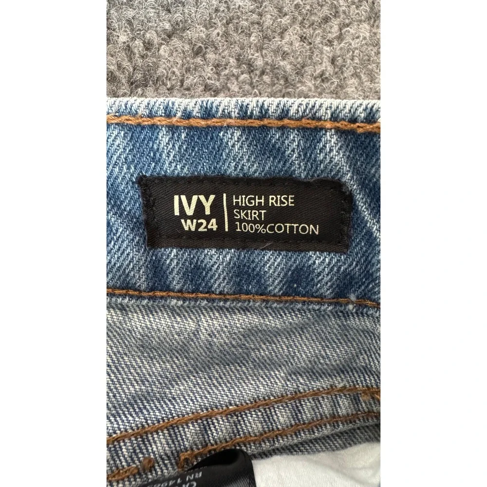 Buffalo David Bitton Ivy High Rise Denim Mini Skirt Light Wash Blue W24
